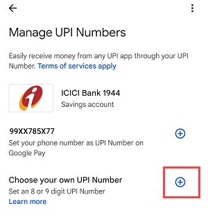 Create a UPI Number on Google Pay .